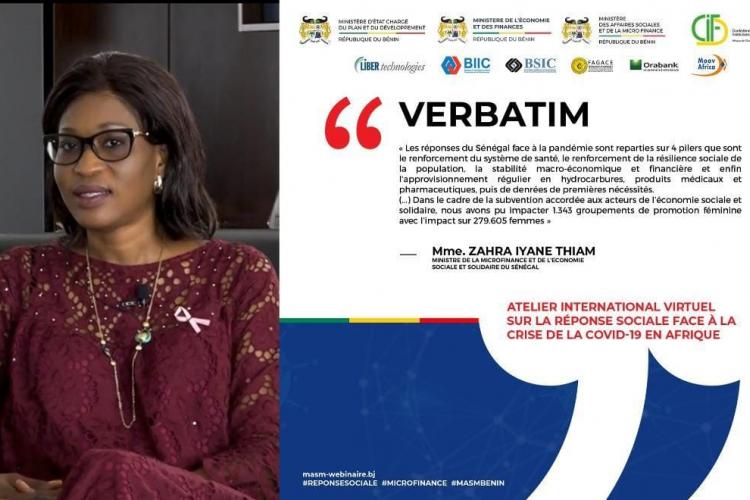 Mme le ministre lors de la cérémonie d'ouverture de l'atelier international virtuel sur la crise de la covid-19 en Afrique